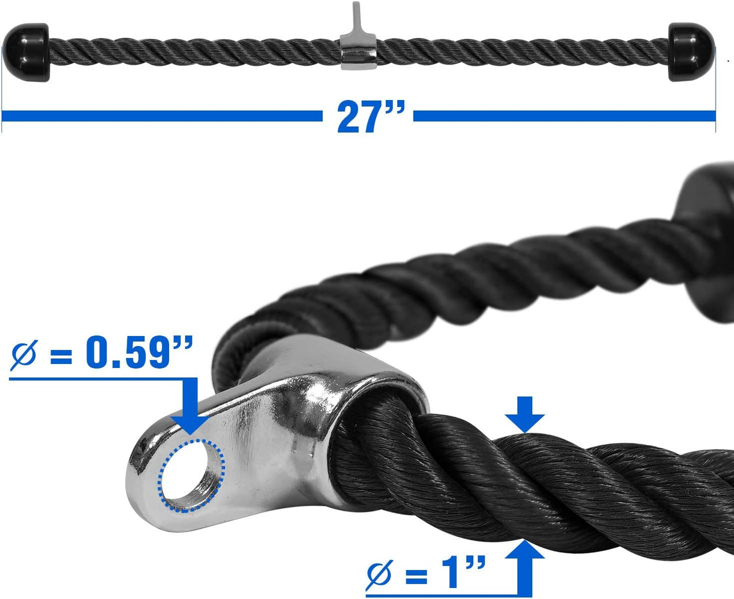 Yes4All Double D Row Handle Cable Attachment for Weight Workout, Cable Machine Accessories for Home Gym, LAT Pull Down V Bar with Capacity Up to 880LBS