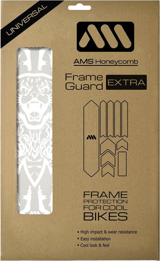 All Mountain Style Bike Frame Protector Extra - Universal Fit, 10-Piece Set for Down Tube, Chainstay, Cable Wear, High-Impact Honeycomb PVC