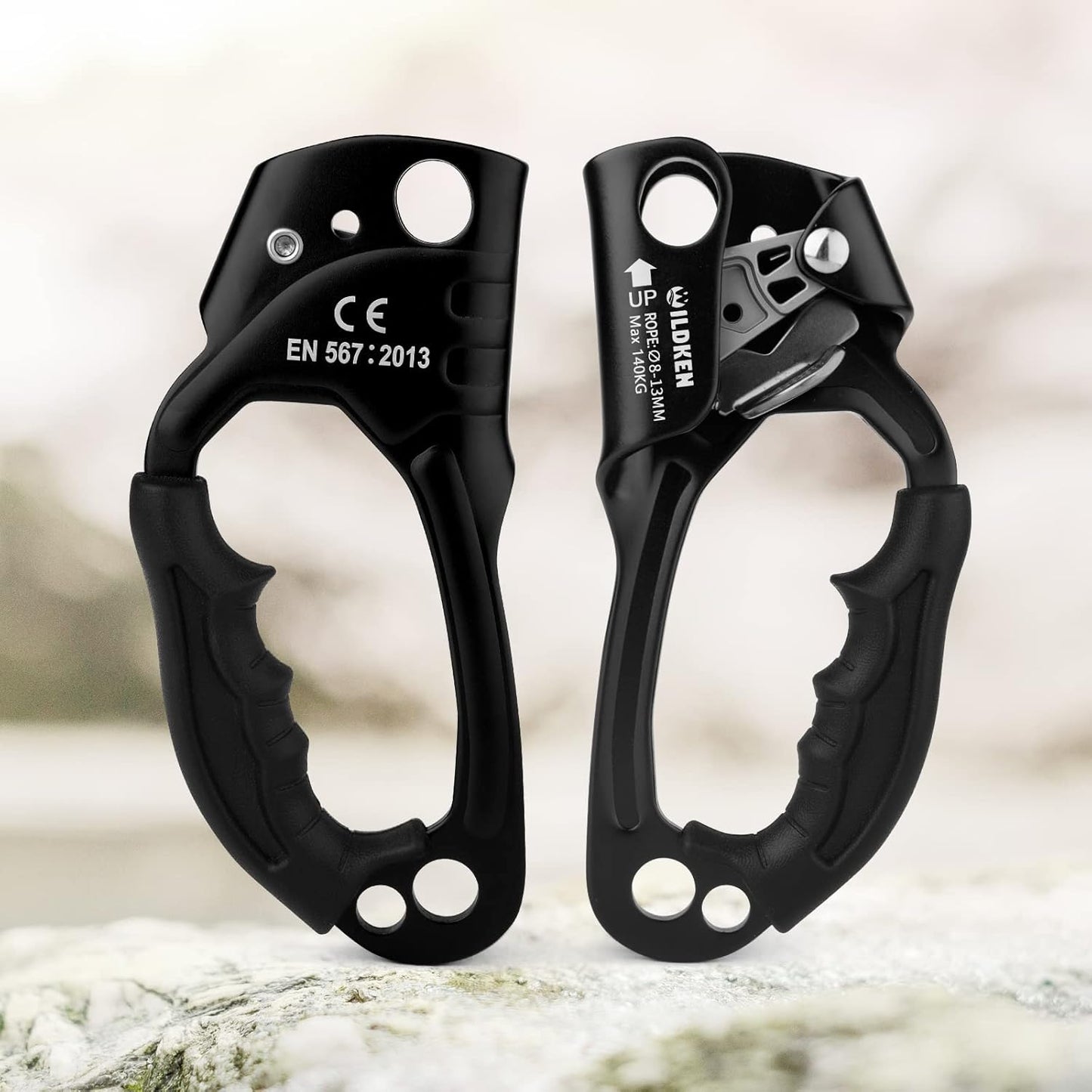 WILDKEN Climbing Hand Ascender Outdoor Mountaineering Tree Arborist Climbing Rappelling Equip Hand Ascender for 8-14MM Rope Left Right Hand Ascender