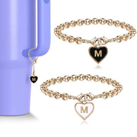 ibeacos Personalized Gifts for Women 2PCS Initial Letter Charm for Stanley Cup Accessories,Stainless Steel Name Letter Charm for Stanley/Simple Modern Tumbler 40 oz,Great gifts for Mother's Day