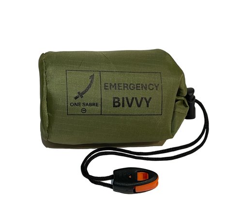 Emergency/Survival Bivvy Bag - Mylar Sleeping Bag, Survival shelter, Reflects 90% Body Heat, Hiking, Camping, Outdoors, Fishing, Hunting, overlanding, Scouts, Ripstop Carry Bag w/Whistle (Green)
