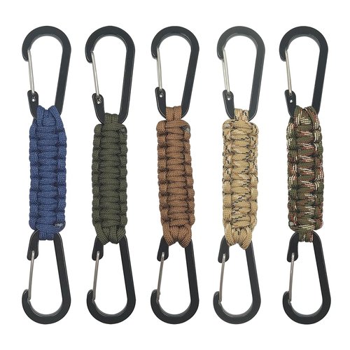 SENHAI 5 Pcs Braided Paracord Carabiner Keychains, Double Head Carabiner Keychains Outdoor Carabiner Hook Cord Clip for Hanging Keys or Water Bottle Keys Backpack Camping Hiking Fishing Fit Men Women