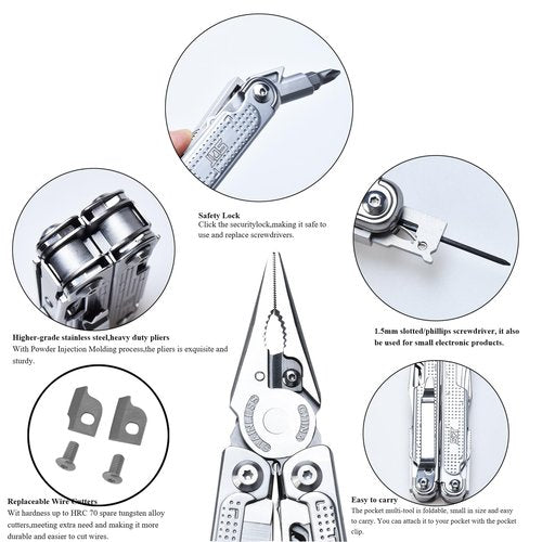 SQT2048 20-in-1 Multitool, Foldable & Self-Locking, Professional Tool for DIY, Home Repairs, Outdoor Camping – Must-Have Gifts for Men, Compact, Durable, All-in-One Tool for Every Task