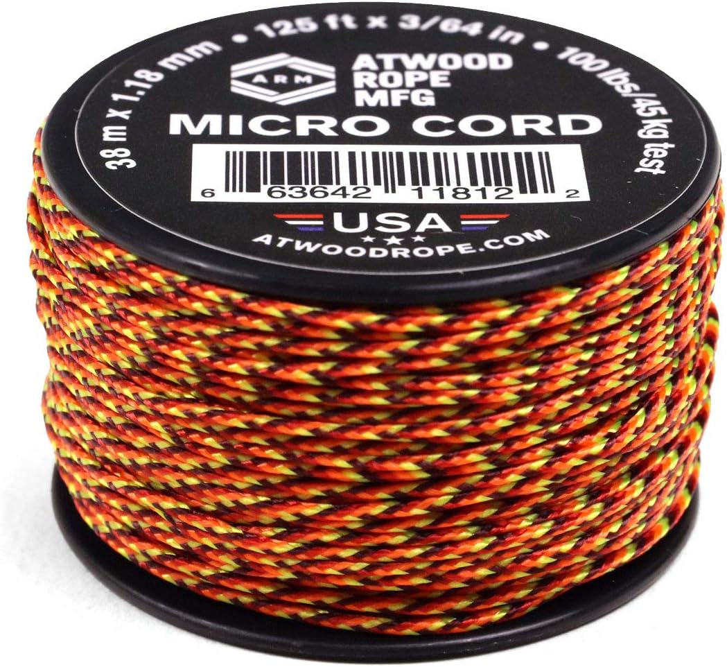 Atwood Rope MFG Micro Utility Cord 1.18mm X 125ft Reusable Spool | Tactical Nylon/Polyester Fishing Gear, Jewelry Making, Camping Accessories