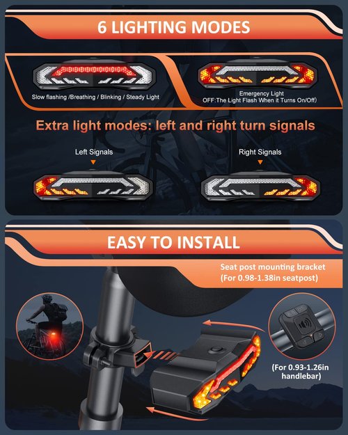ONVIAN 2000 Lumen Bike Headlight Rechargeable Bike Light Front and Rear Set for Night Riding, Waterproof Bicycle Headlight BikeTurn Signals Light and Alarm, Adult Kids Mountain Road Cycling Dirt