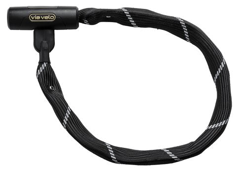 Via Velo 7mm Square 4-Sided Chain Bike Lock, 2.96ft Length, 4 Keys, Sold Secure Bronze, Black, Chain Bike Lock