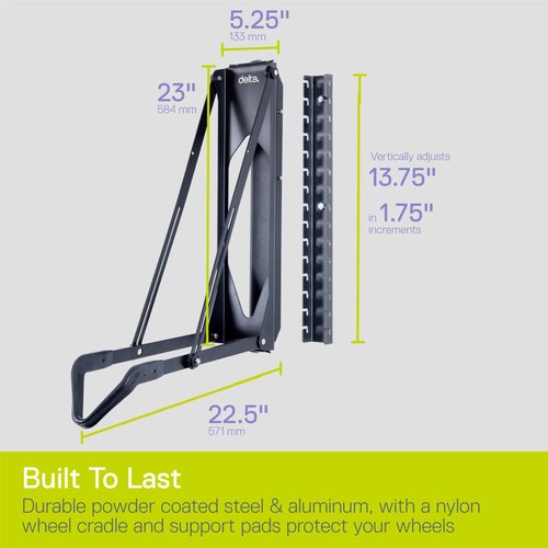 Pivot Bike Storage Rack Black by Delta Cycle - Bike Rack Garage Wall Mount Swivels to Save Space - No Heavy Lifting Required Vertical Bike Rack - Indoor Bike Storage Wall Hanger Holds Up to 100 lbs