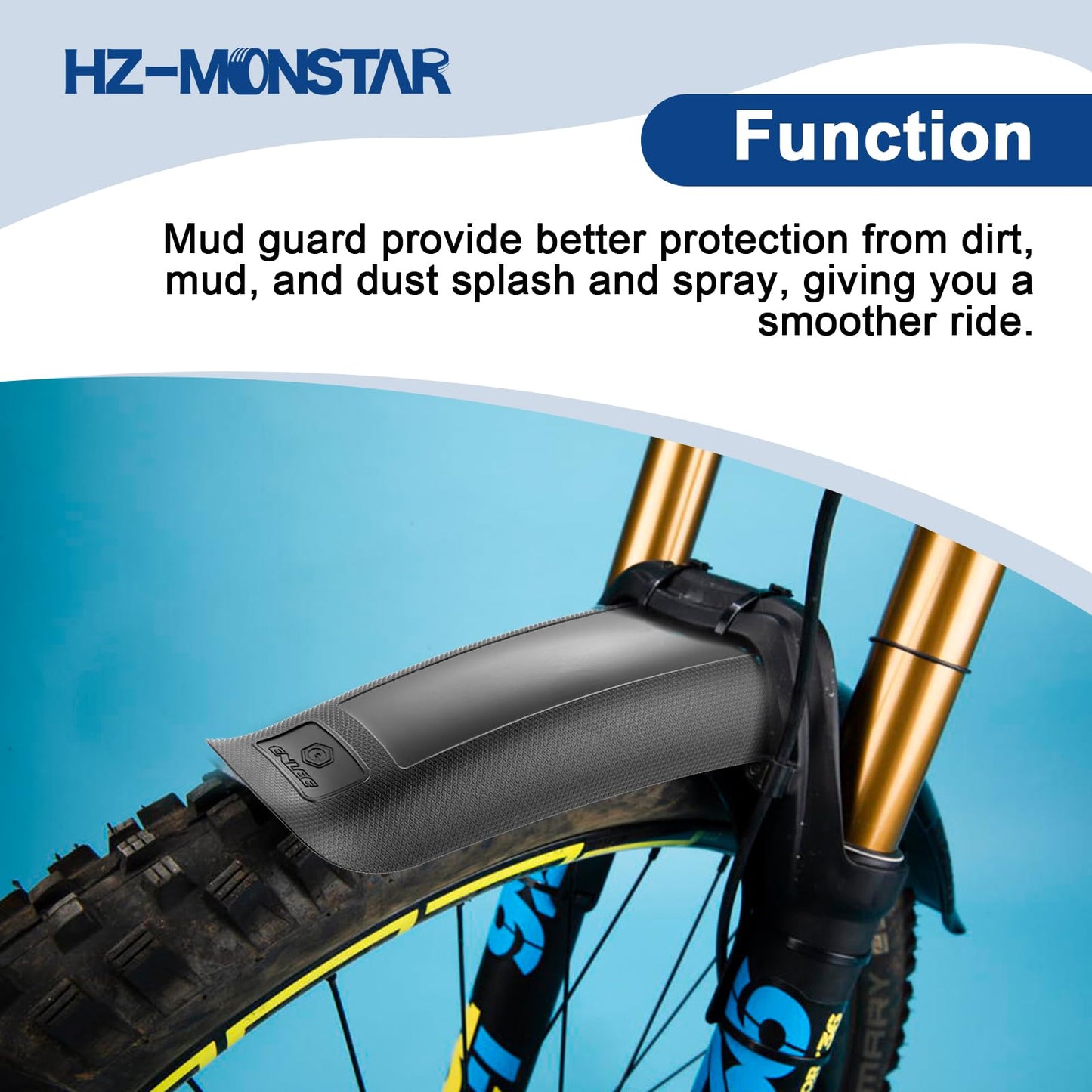HZ-MONSTAR 2Pcs Universal Mountain Bike Mud Guard, Adjustable Road Mountain Bicycle Mud Guard, Bicycle Rear and Front Mountain Bike Mud Guard Set, 14.37“ Length 3.15” Width