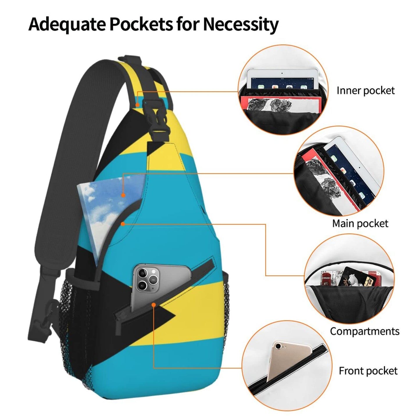 FYCFSLMY Bahamas Flag Outdoor Cross-body Shoulder Bag, Unisex Backpack For Women Men Young Hiking Travel