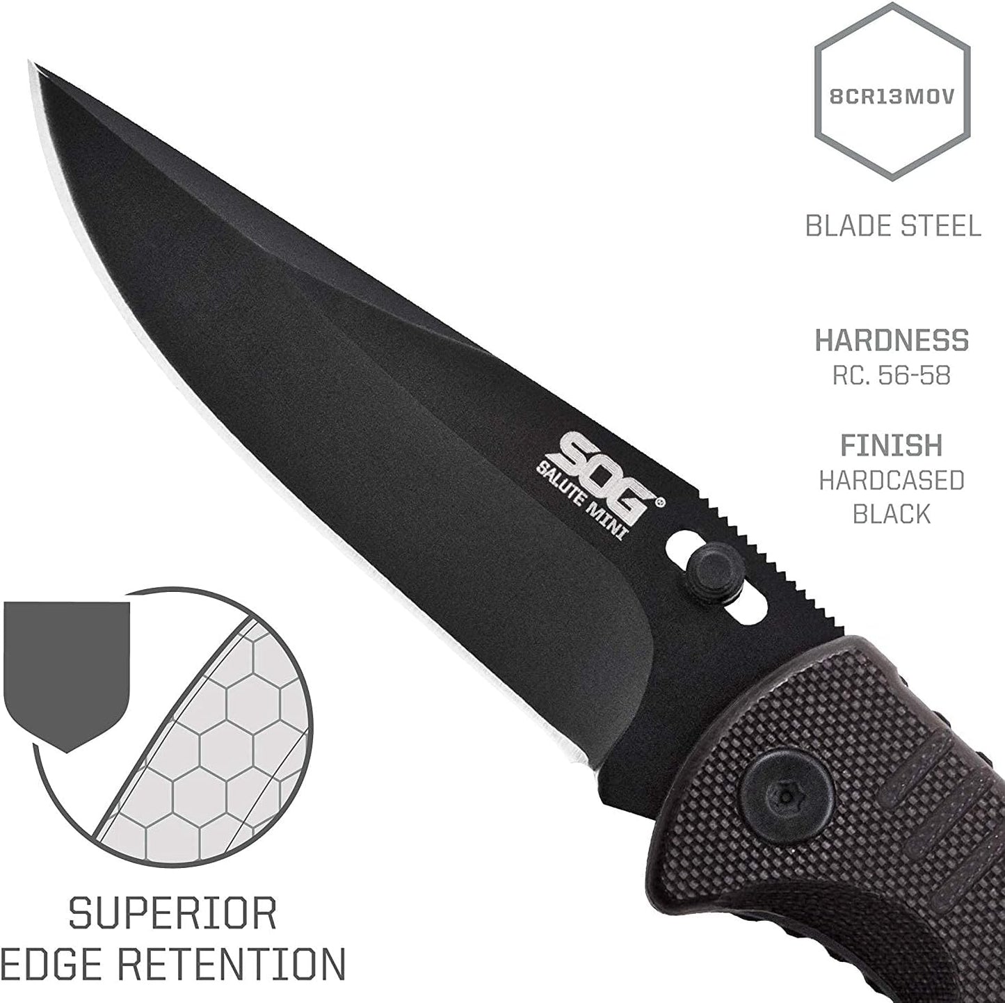 SOG Knives - Salute - Mini, Black Oxide, G10