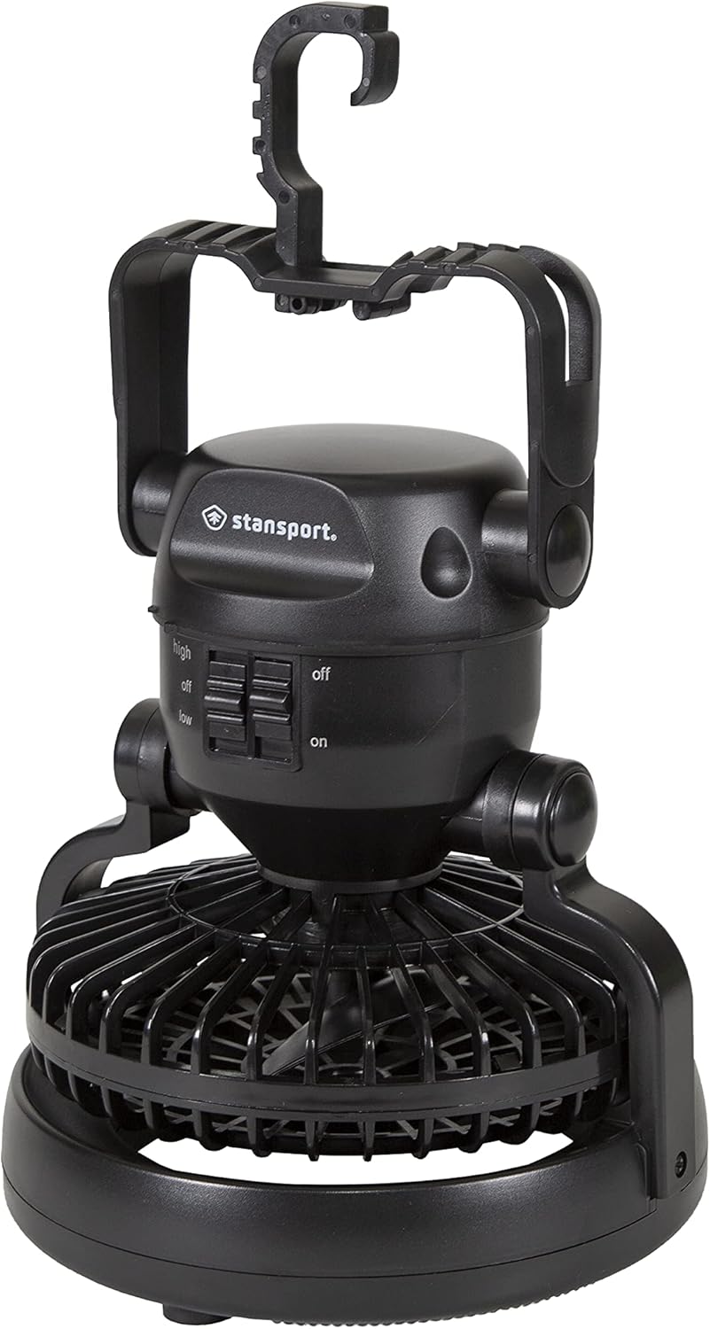 Stansport 450 LED Camping Lantern with Fan - Portable Black Outdoor Light
