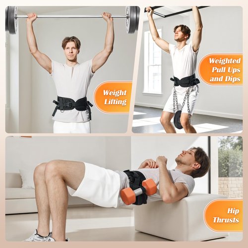 PYURIFAI Dip Belt - 3IN1 Versatile Weight Lifting Belt,Thicker and Widerer Lifting Belt with Superior Support for More Weight, Adjustable Hip Thrust Belt with Fixed Buckle for Secure Hold