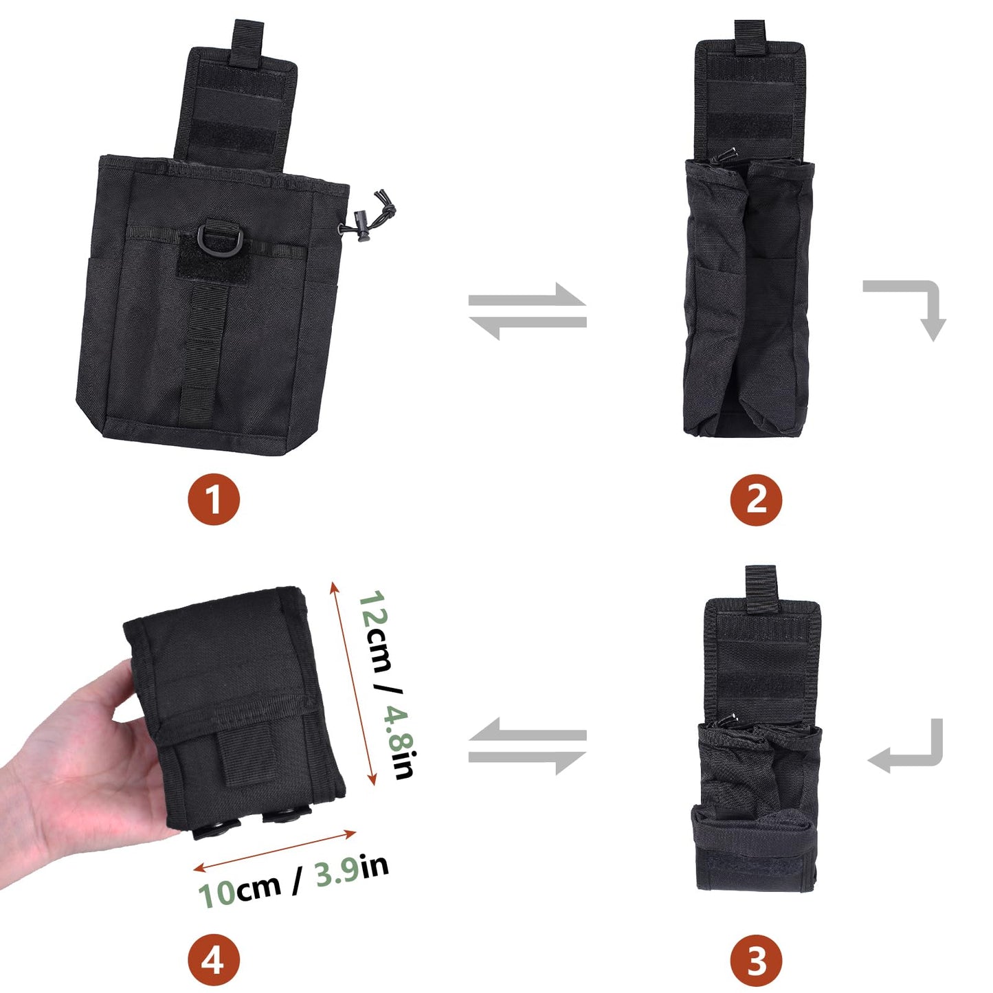 JEELAD Pouch Organizer Large Recycling Bag Molle Dump Pouch Tactical Tool Bag for Outdoor Hiking Camping (B - Green)