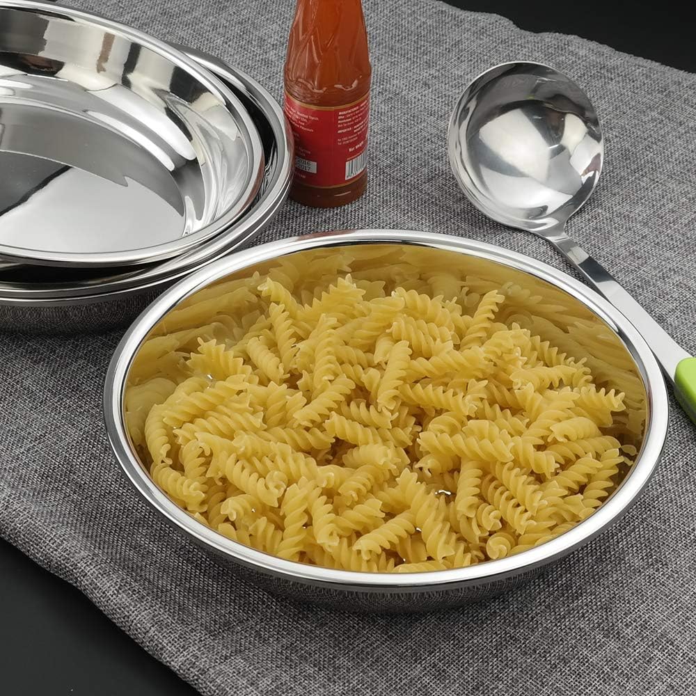 Anbers 18/10 Stainless Round Dinner Plates Dishes, 9.4-INCH Camping Plate, 4 Packs