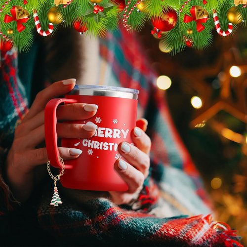 LUOTIVON 4PCS Christmas Charm Accessories for Stanley Cup, XMAS Keychain Handle Charm for Stanley Tumbler