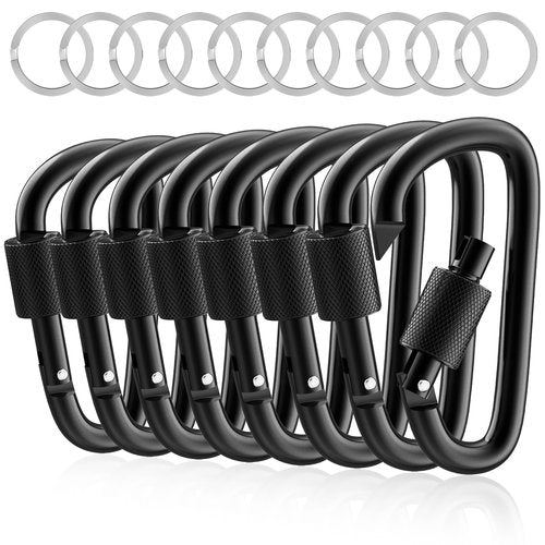 sprookber 3" Locking Carabiners | Keychain Carbineers D Ring Key Clip Spring Snap Hook for Multi-Usage | Set of 8
