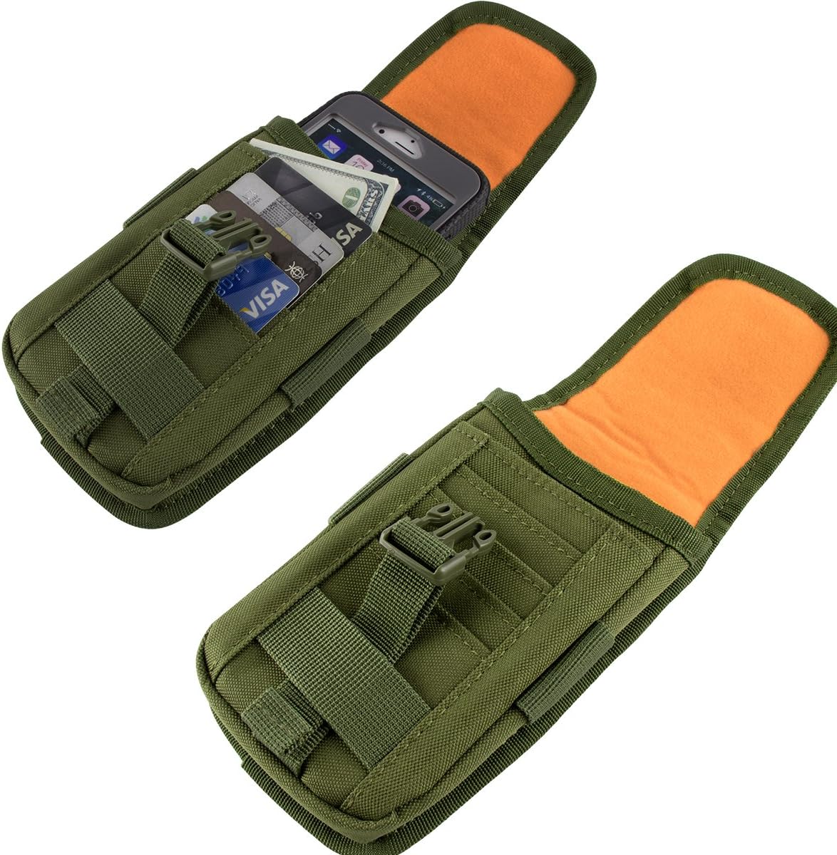 IronSeals Tactical Phone Holster Pouch, Tactical Smartphone Pouches Cellphone Case Molle Gadget Bag Molle Attachment Belt Holder Waist Bag for 4.7"-6.9" with US Flag Patch for iPhone 16 Pro/15 Pro