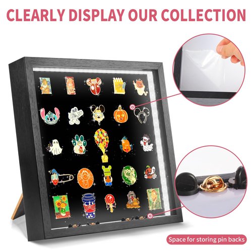 swakuszy Light Up Pin Display Case, Enamel Pin Display Board for Pin Collection, Wall-Mounted or Desktop Pin Holder, Pin Board for Enamel Pins for Pin Collectors