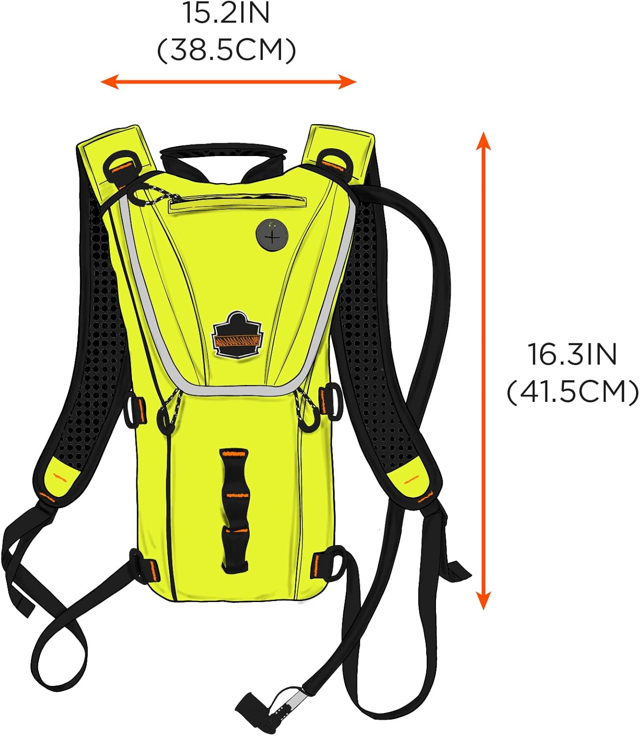 Ergodyne Chill-Its 5156 Hydration Backpack with Storage, Low Profile Pack, High Visibility Reflective, 3 Liter Bladder, Breakaway Shoulder Straps,Lime