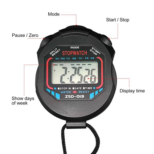 Digital Stopwatch-Sports Timer Set Multi-Function Professional Handeled Electronic Large Display (Style A)