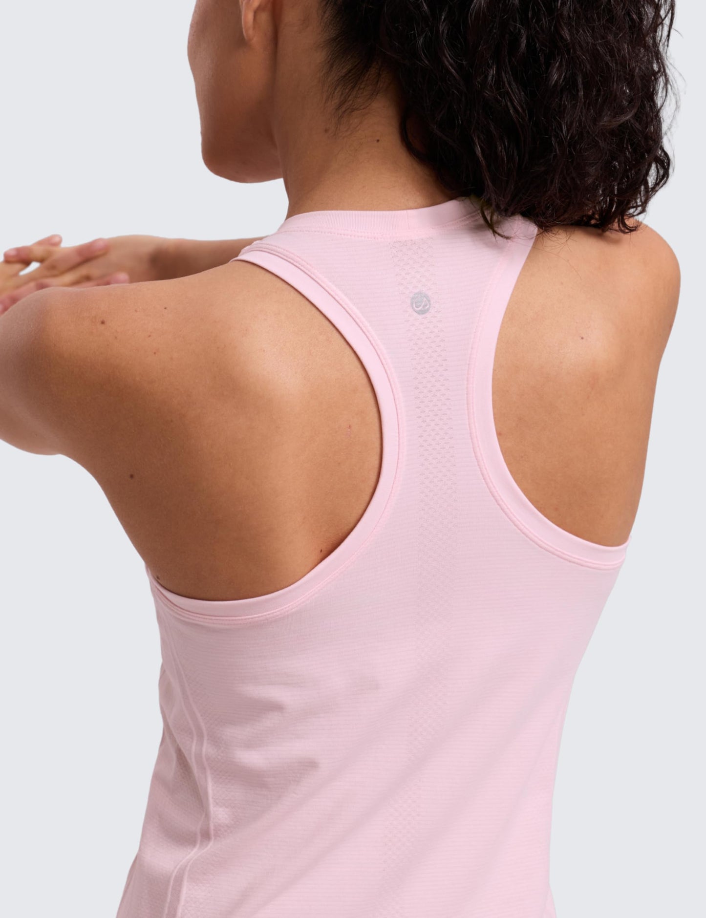 CRZ YOGA Seamless Workout Tank Tops for Women - Athletic Running Gym Sleeveless Shirts Crewneck Racerback Breathable Strawberry Pink XX-Small