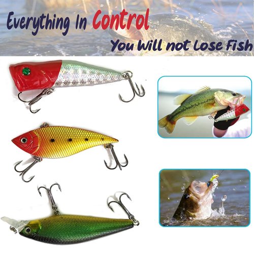 Lnkdeya Fishing Lures Kit Set for Bass - Lures for Trout Salmon,Including Spoon Soft Plastic Worms, CrankBait,Jigs Topwater with Free Tackle Box