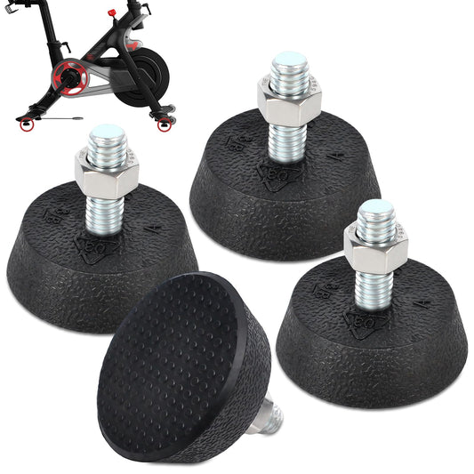(4 Pack) Leveling Screw Foot Pads for Peloton Exercise Bike - Upgraded Stainless Steel 3/8" Leveling Screws, Anti-Slip Shock Absorbing, Noise Reduction Rubber Stabilizer Feet Replacement Parts