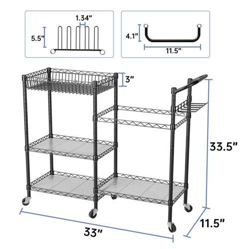 SINGAYE Dumbbell Rack Stand With Yoga Mat Storage, Gym Equipment Organizer, Cart for Workout Room, Home Gym With Hooks and Wheels Black