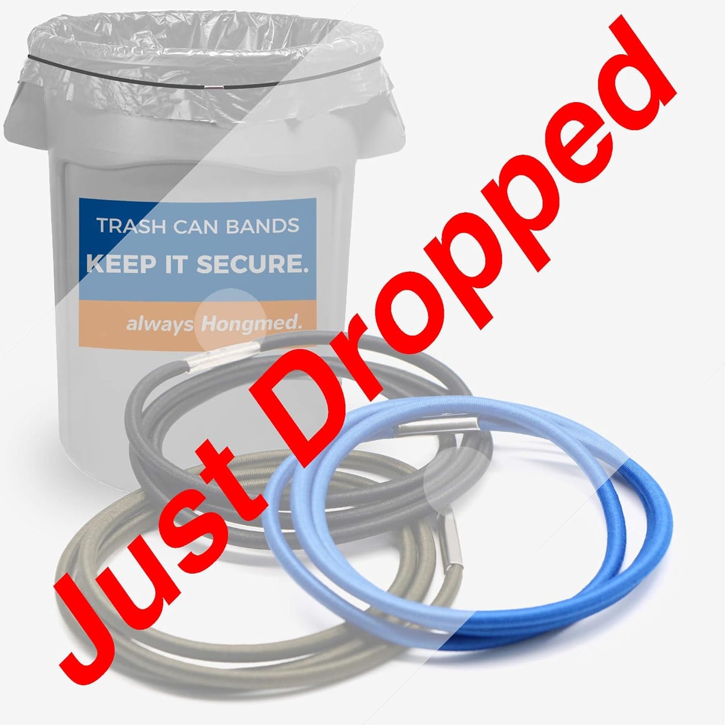 Trash Can Bands Set of 3, Fits 32 to 55 Gallon Cans, Large Elastic Rubber Bands for Kitchen/Office/Garage, Secure Garbage Bags(Black/Blue/Green)