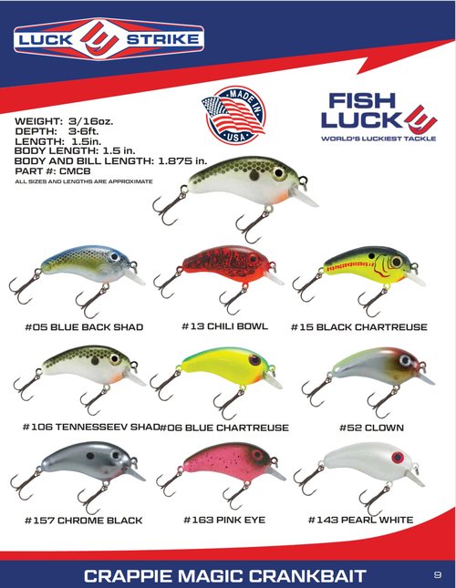 Luck E Strike Crappie Magic Crankbait (2 Inch Crappie Lure) Made in The USA, Tennesse Shad