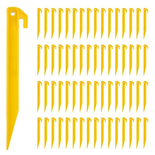 WOPPLXY 80 Pcs Plastic Tent Stakes - 9 Inch Tent Stakes Heavy Duty Tent Pegs Canopy Stakes Spike Hook, Plastic Stakes Awning Camping Pegs for Camping Outdoor Sand Beach Garden Lawn Stake
