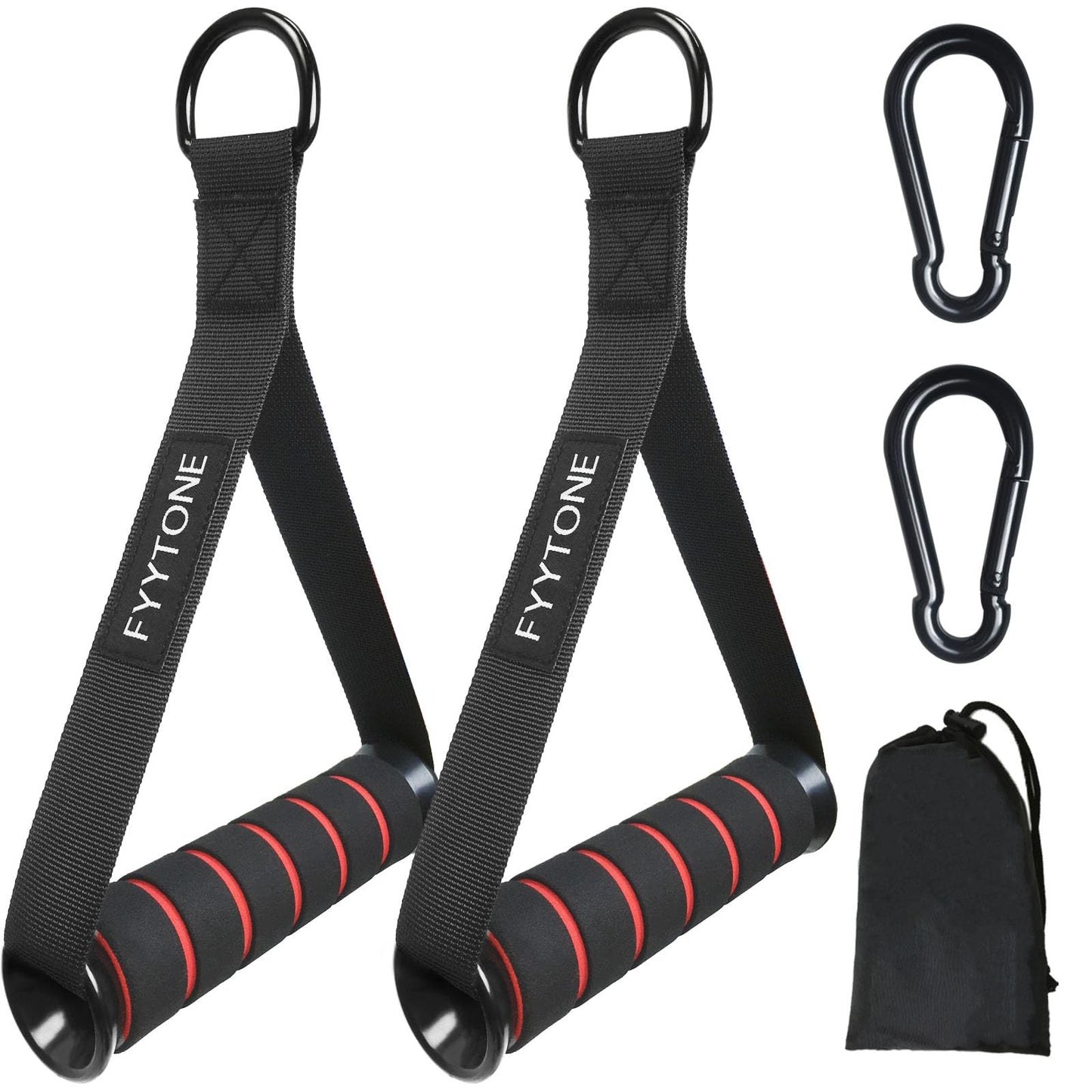 FYYTONE Gym Exercise Handles, Replacement Handle Attachments for Cable Machine, Resistance Band and Strength Trainer, Pull Down Workout Accessories, Heavy Duty Handle with 2 Carabiners for Home Gym