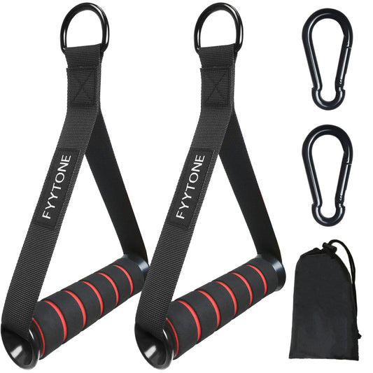 FYYTONE Gym Exercise Handles, Replacement Handle Attachments for Cable Machine, Resistance Band and Strength Trainer, Pull Down Workout Accessories, Heavy Duty Handle with 2 Carabiners for Home Gym