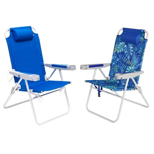 SUNNYFEEL Extra Wide 28" Folding Beach Chair 5 Position Lay Flat, Portable Camping Chair with Cup Holder for Outdoor/Lawn/Trip/Picnic, Lightweight Foldable Sand Chairs for Adults
