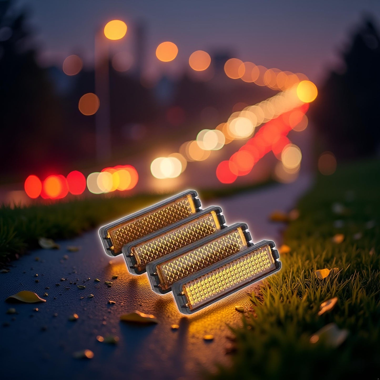 4 Pieces/Set Yellow Bike Pedal Reflector Safety Night Cycling Reflective Bike Accessory，Bike Reflectors Lights and Reflectors Accessories