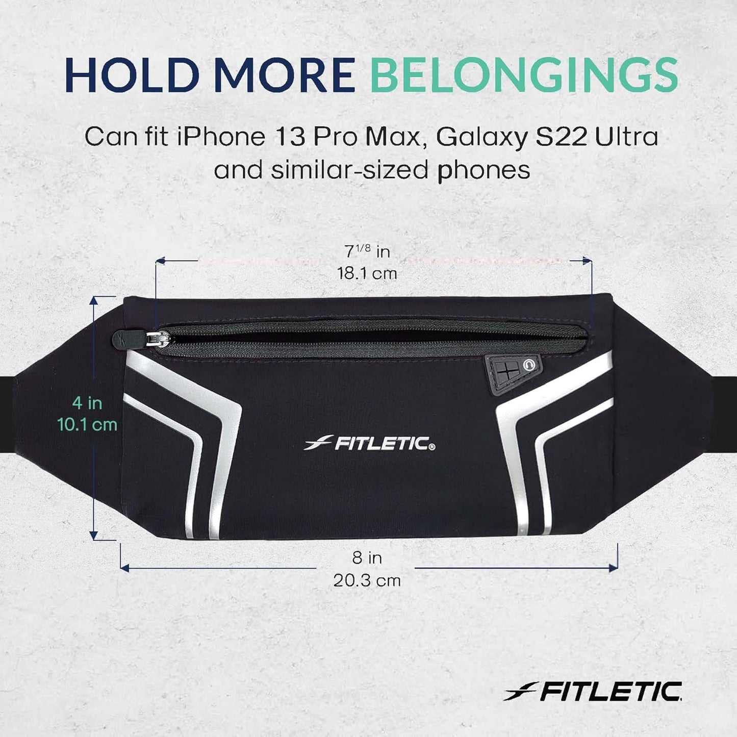 Fitletic Modern Sports Running Belt For Men & Women – Water Resistant Pouch - Fits All Smart Phones- Lightweight, Low Profile Design –Lycra Coated With Inner Card Organizer Pocket