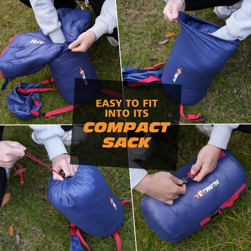 Yotruth Ultralight Down Sleeping Bag - 650 Fill Power, 27oz Compact Envelope Bag for Backpacking, Camping, Hiking - 35-50f, Lightweight & Compressible, Also Ideal As a Cape