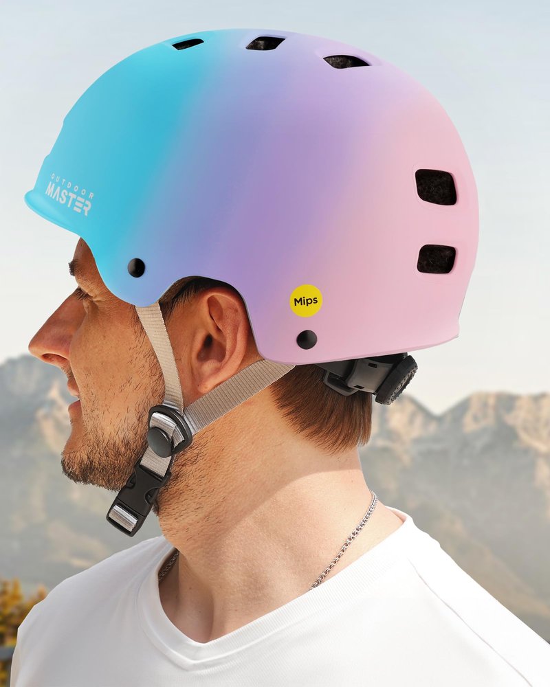 OutdoorMaster MIPS Skateboard Cycling Helmet for Adults - Lightweight, Ventilated Multi-Sport Helmet with Two Removable Liners for Scooter, Roller Skating, Inline Skating, Rollerblading