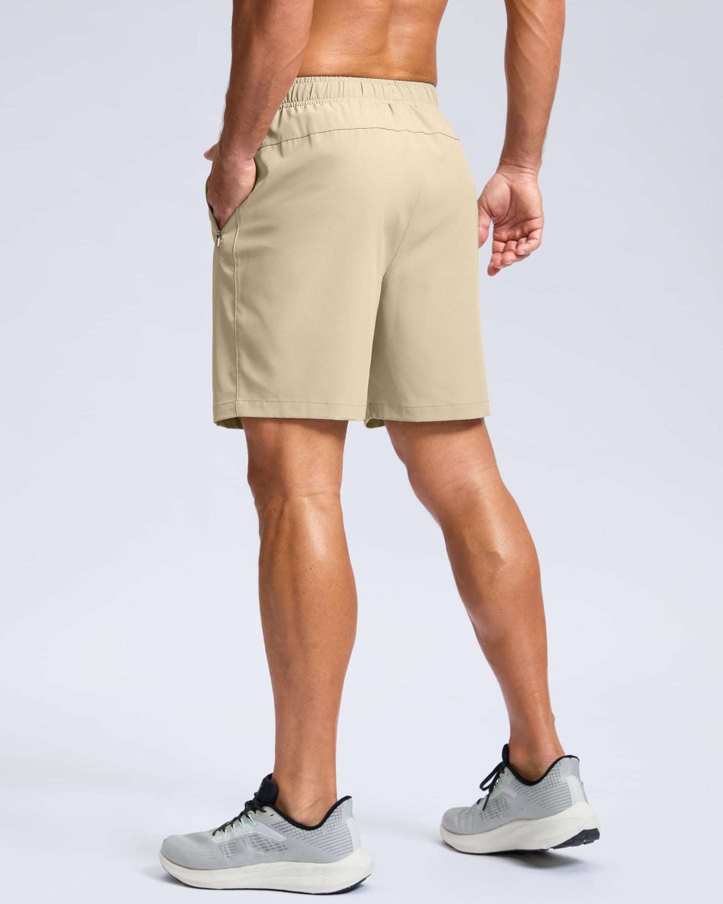 G Gradual Men's Athletic Running Shorts with Zipper Pockets Quick Dry 7"/ 5"/ 9" Workout Gym Shorts for Basketball Hiking(Khaki,7XXXL)