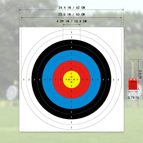 MOLFUJ Archery Targets Paper 20pcs, 23.6 inch Bow and Arrow Targets for Hunting Backyard, Archery Target Practice Accessories(10 Rings)