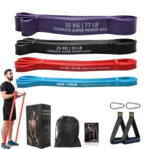 RUBMATE Resistance Bands, Long Resistance Bands Set for Working Out, Fitness, Training, Pull Up Assist Bands - Workout Bands, Exercise Bands, Physical Therapy for Men Women
