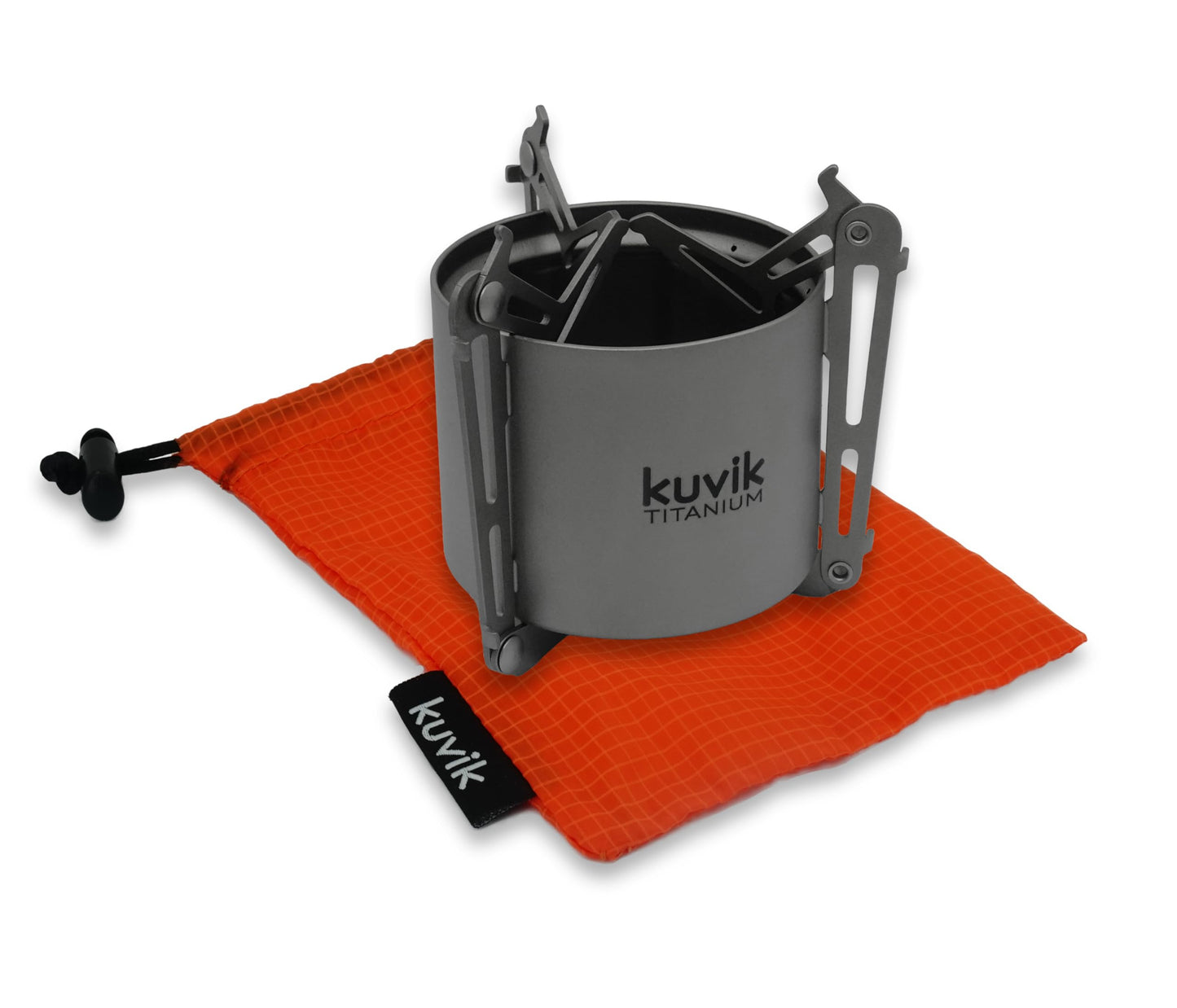 Kuvik Titanium Siphon Alcohol Stove with Folding Legs - Ultralight and Compact Stove for Backpacking, Camping, and Survival