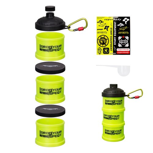 SPEQT Protein Powder Stackable Container To Go,with Top Cap Funnel for Water Bottle,Twist Lock Portable Supplement Organize Storage Dispenser for Pre/Post Workout,Fitness,Travel,Gym