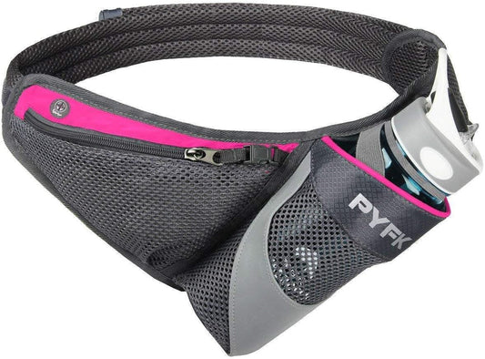 PYFK Running Belt Hydration Waist Pack with Water Bottle Holder for Men Women Waist Pouch Fanny Bag Reflective Fits iPhone 6/7 Plus (Rose)