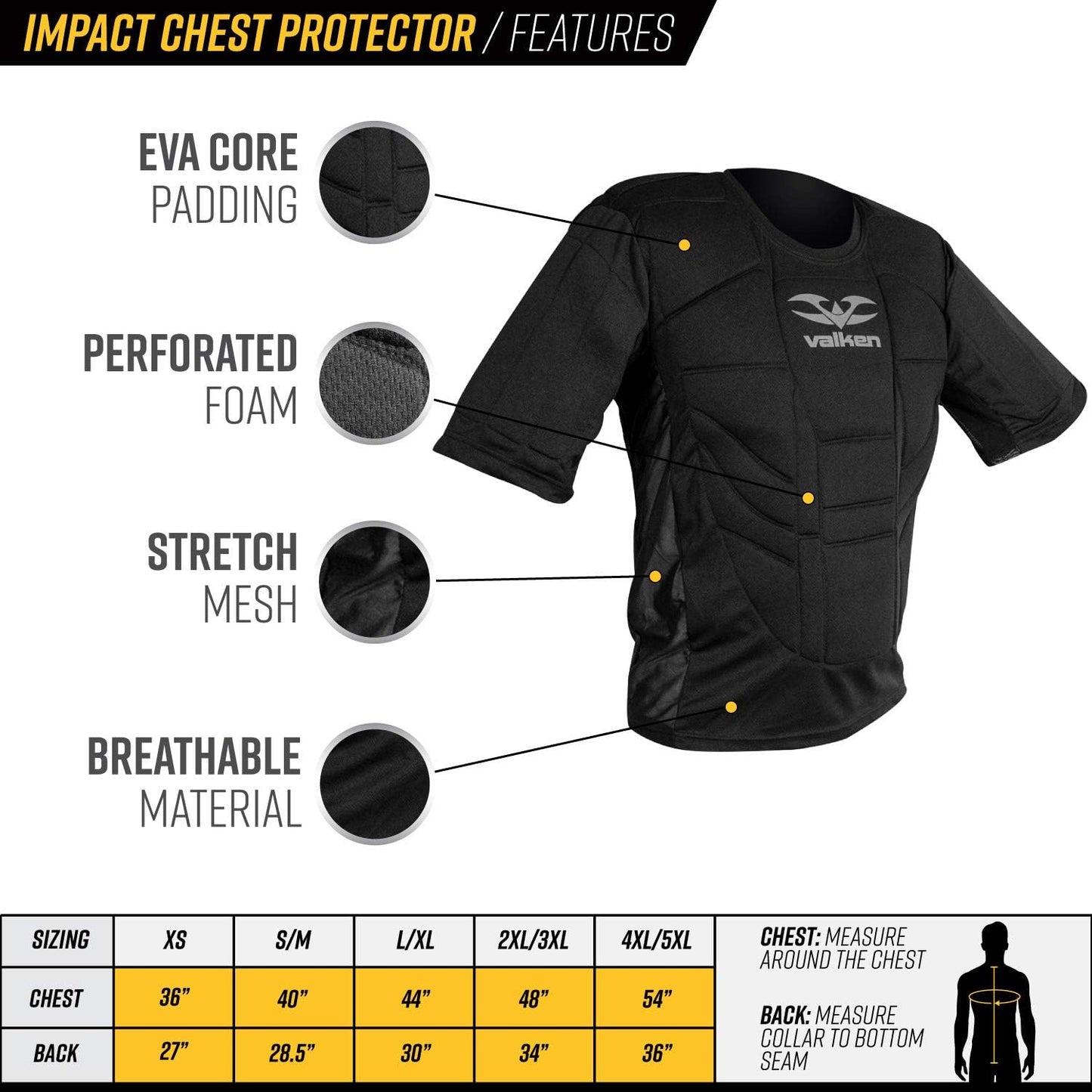 Valken Paintball Impact Padded Shirt/Chest Protector - 4Xl/5XL