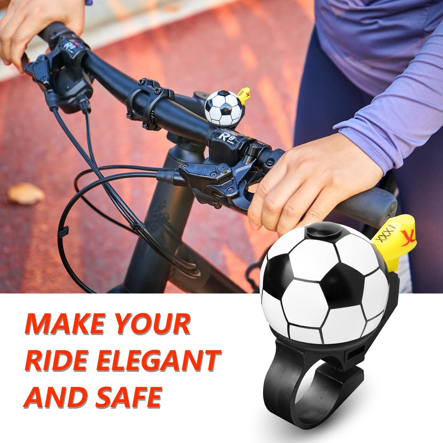 Soccer Bike Bell for Kids - Crisp Sound Mini Ringtone and Fun Bicycle Horns for Children's Bikes