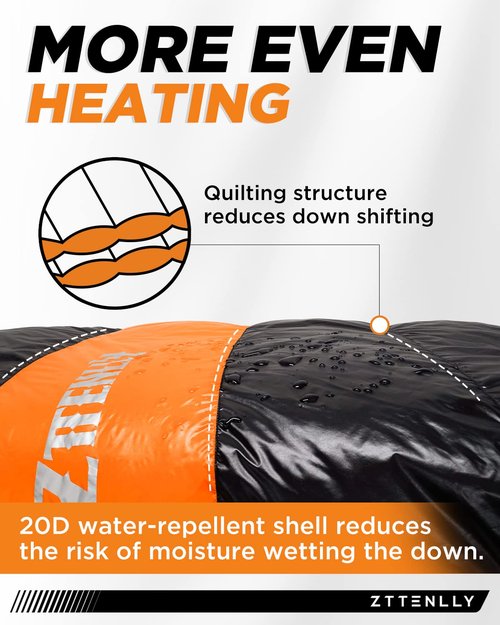 ZTTENLLY Down Sleeping Bag for Adults - Lightweight and Compact for Backpacking, Camping and Hiking - 550/600 FP, 0/20/30 Degree and 4-Season Sleeping Bag for Cold Weather