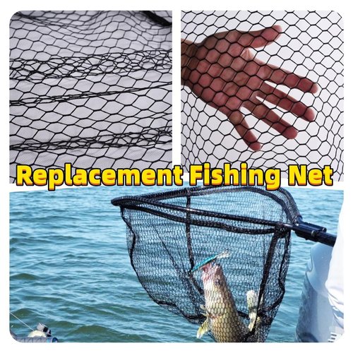Rubber Coated Replacement Fishing Net Hook Resist for Landing Net Black X-Large 34x30x36inches