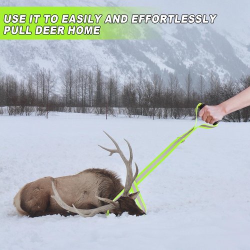 NQEUEPN Deer Drag Rope, Heavy Duty Reflective Deer Drag and Harness with Adjustable Shoulder Strap Deer Drag Strap Deer Hunting Accessories for Outdoor Hunting Quick Moving (Green)