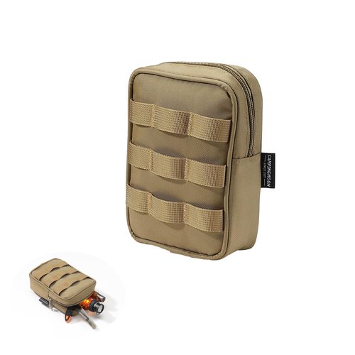 CAMPINGMOON Tactical Molle EDC Pouch L 4.9'' x W 2.4'' x H 6.7'' Camping Storage Side Pocket for Table Chair Cot Field Rack Coyote BG-15